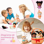 HyDren - 10 muñecos de peluche multiculturales con canasta