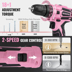 WORKPRO Juego de taladro rosa inalámbrico de 12 V para mujeres