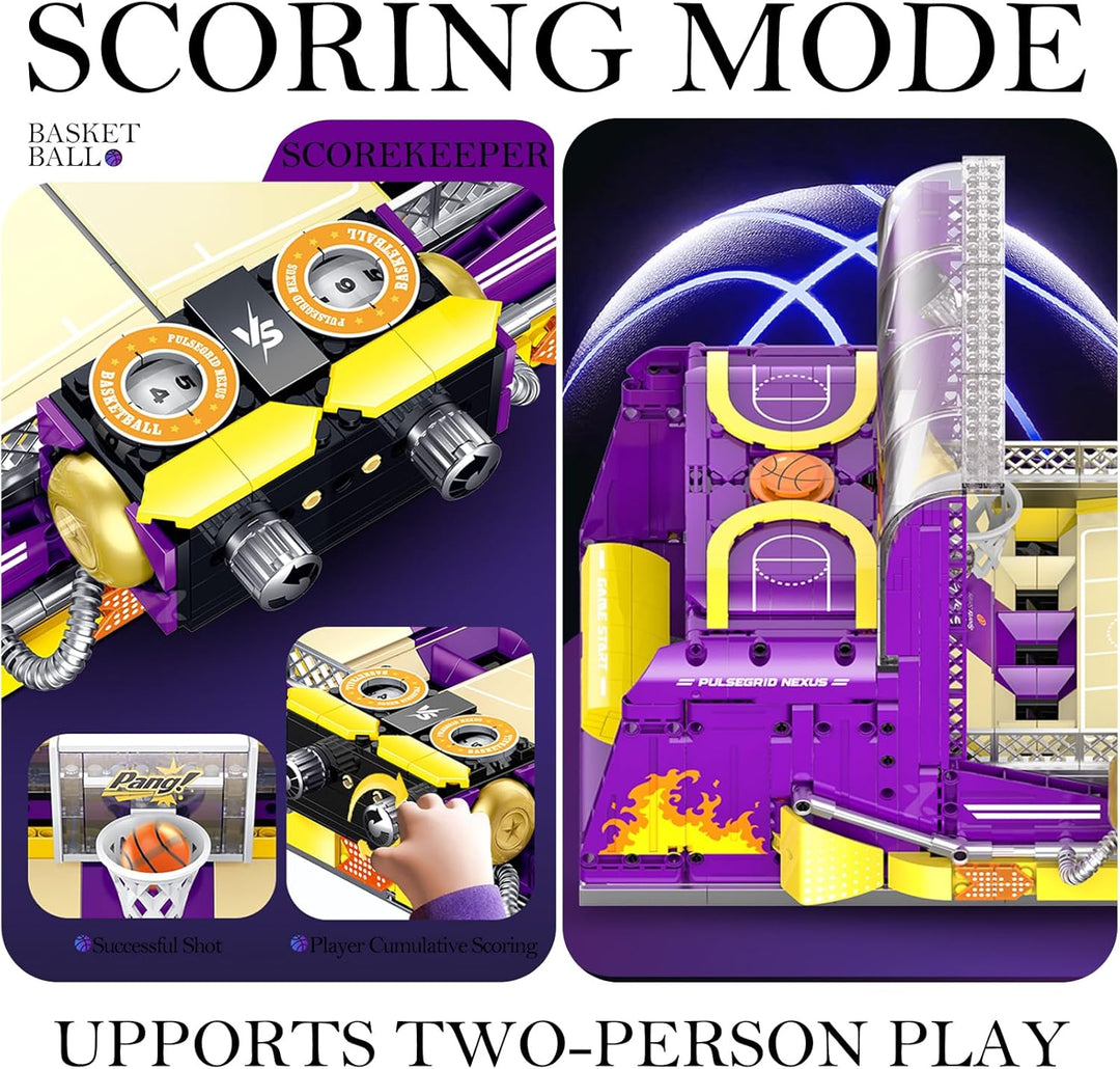 Juego de bloques de construcción de máquina de baloncesto