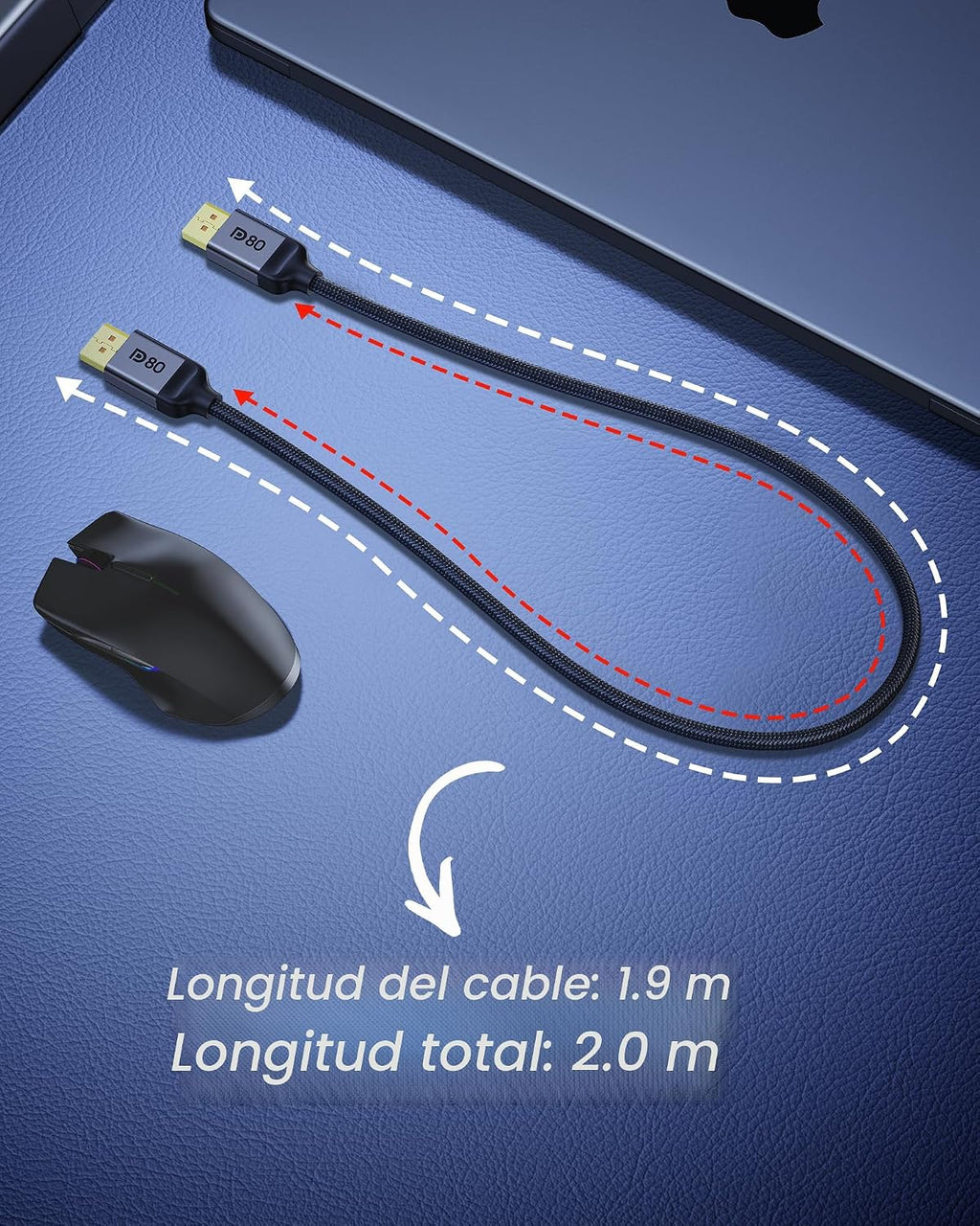 Silkland Cable DisplayPort 2.1 de 80 Gbps [certificado VESA] 6.6 pies/2 M