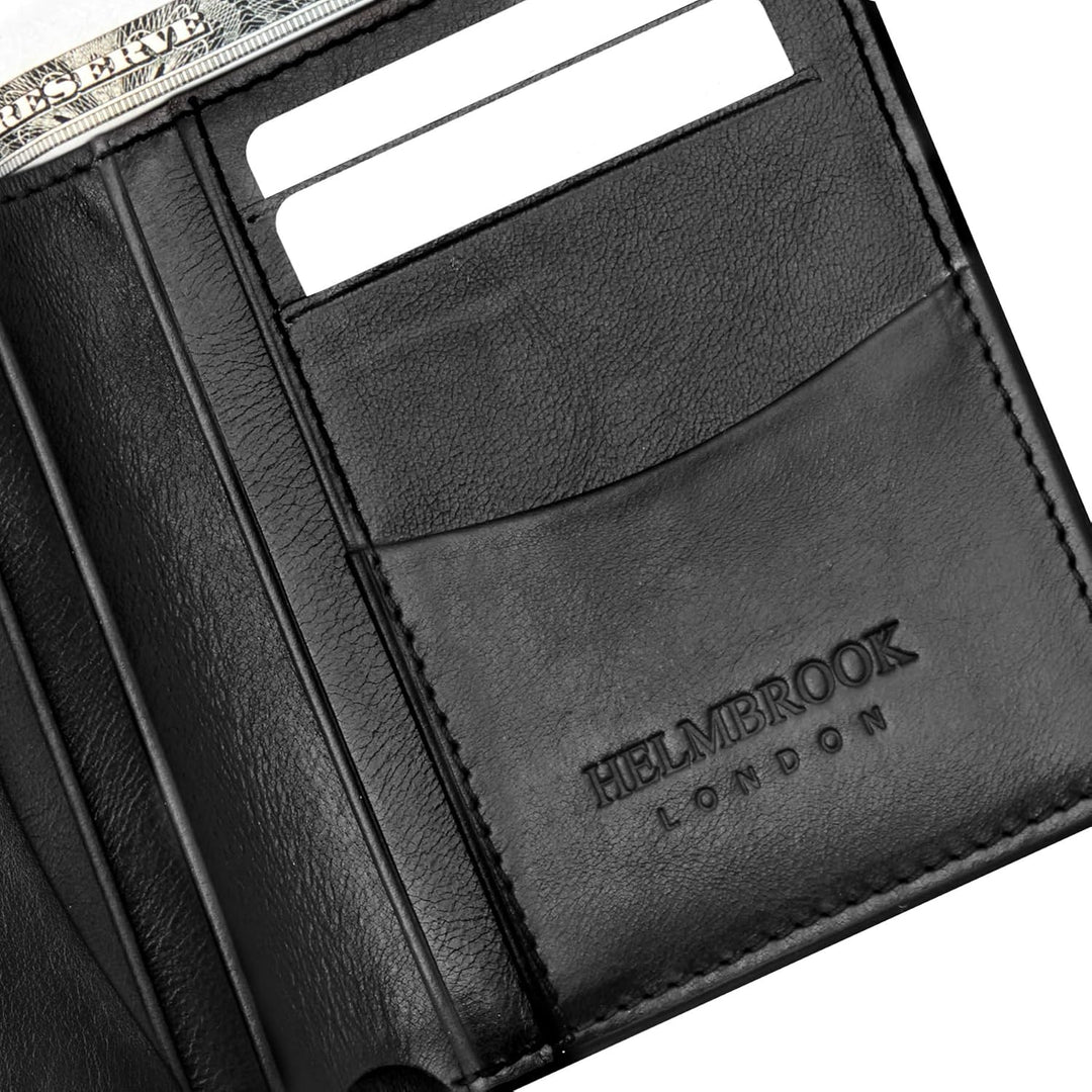 HELMBROOK London Dayton Billetera Vertical para Hombres, Negro liso...