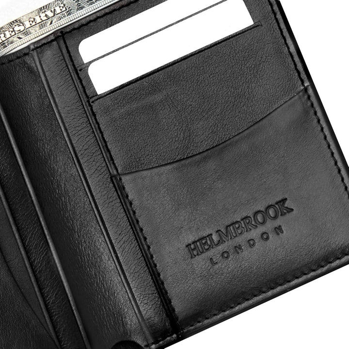 HELMBROOK London Dayton Billetera Vertical para Hombres, Negro liso...