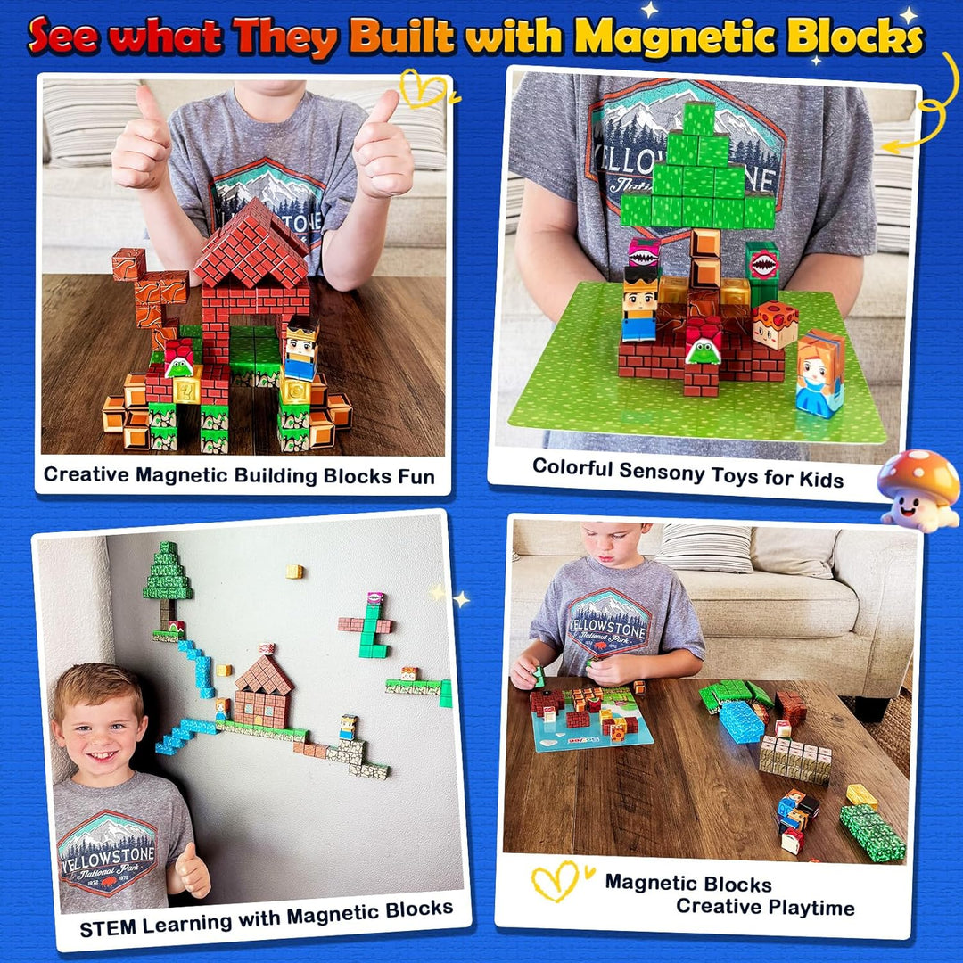 Soyee Bloques magnéticos, 100 unidades de bloques de construcción m...