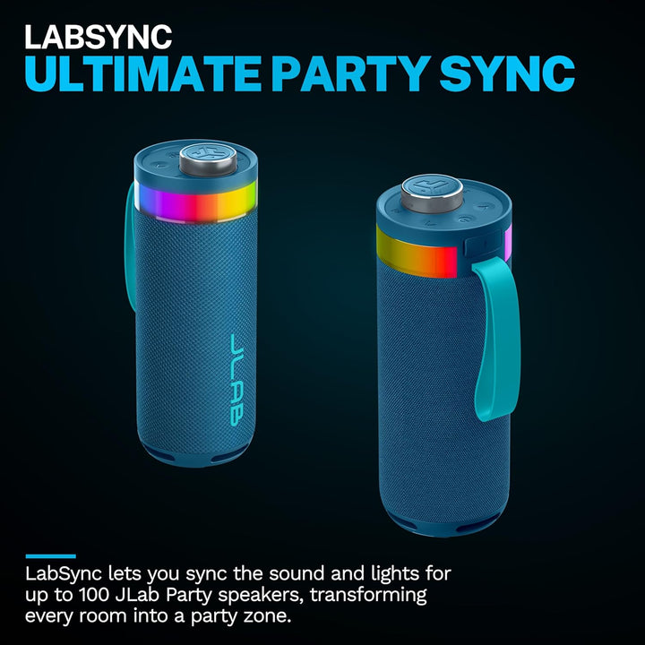 JLab, Go Party, altavoz Bluetooth portátil, LED RGB impermeable, az...