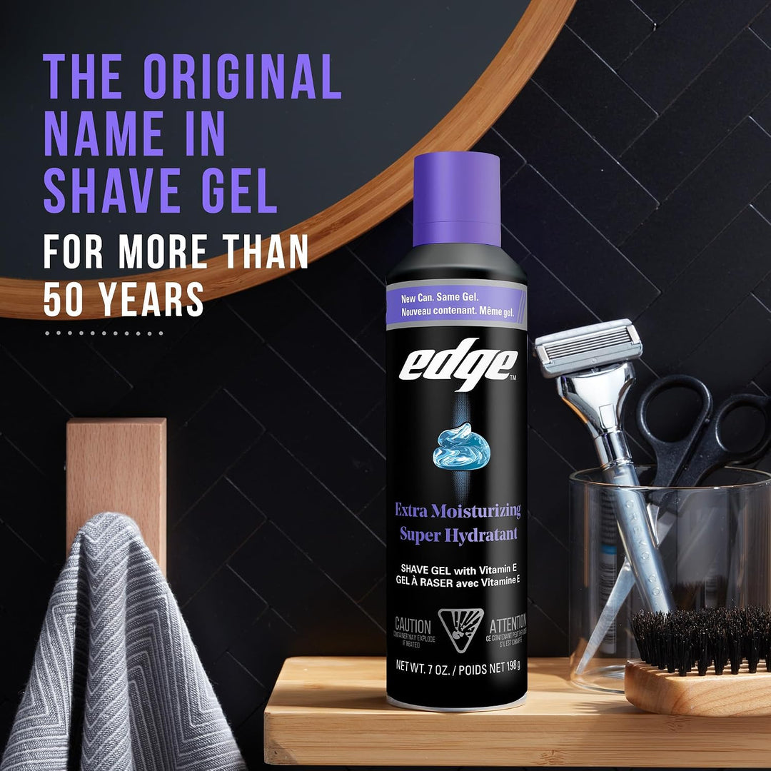 Edge Gel de afeitado para hombres, extra hidratante con vitamina E,...