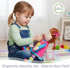 June Garden Dressy Friends Belle de 15.5 pulgadas, muñeca de peluche educativa para niños y niños pequeños de 2 años en adelante, juguete suave con hebilla Montessori