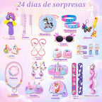 Calendario de Adviento 2026, joyería de unicornio para niñas, sorpresas de 24 días con pulsera de unicornio, collar, accesorios para el cabello, regalos de cuenta regresiva de Navidad, rellenos de