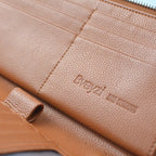 Bveyzi Cartera de piel con bloqueo RFID para mujer, con cremallera alrededor del teléfono, embrague de gran capacidad, bolso de viaje para mujer