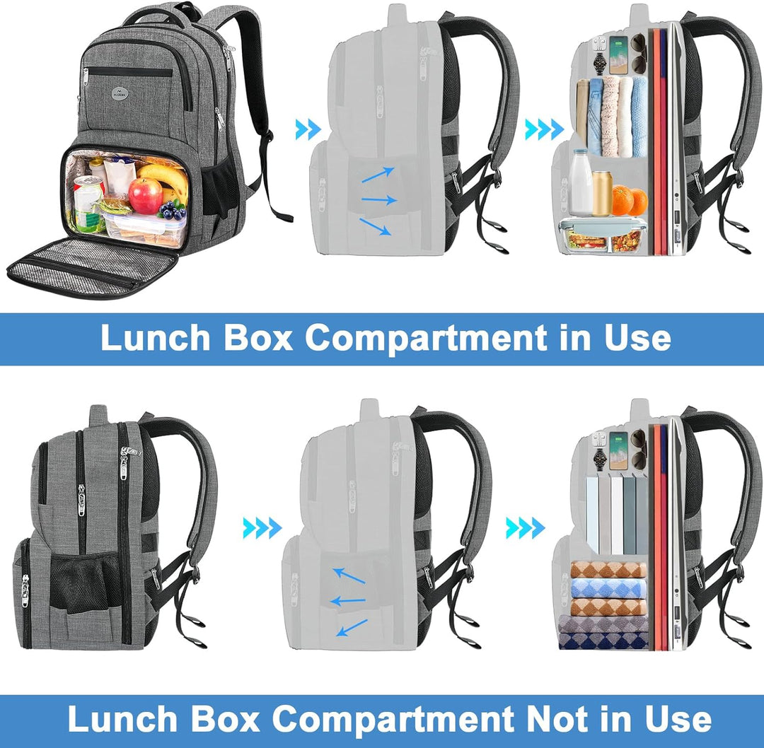 MATEIN Mochila para portátil con lonchera, mochila de trabajo gris...