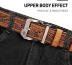 BISON DENIM Cinturones de cuero para hombre, cinturones de vestir d...