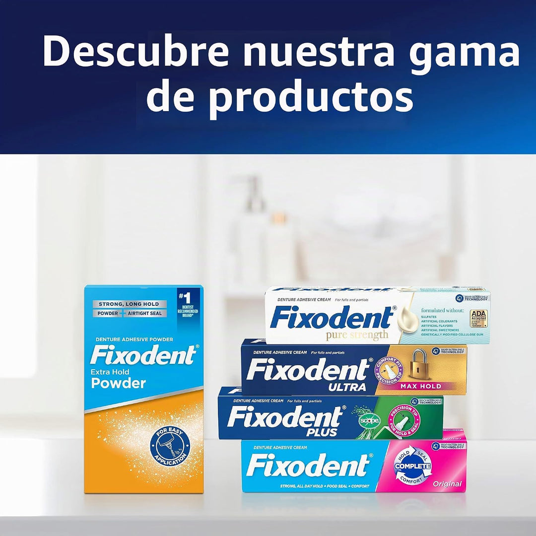 Fixodent Crema adhesiva original segura para dentaduras postizas co...