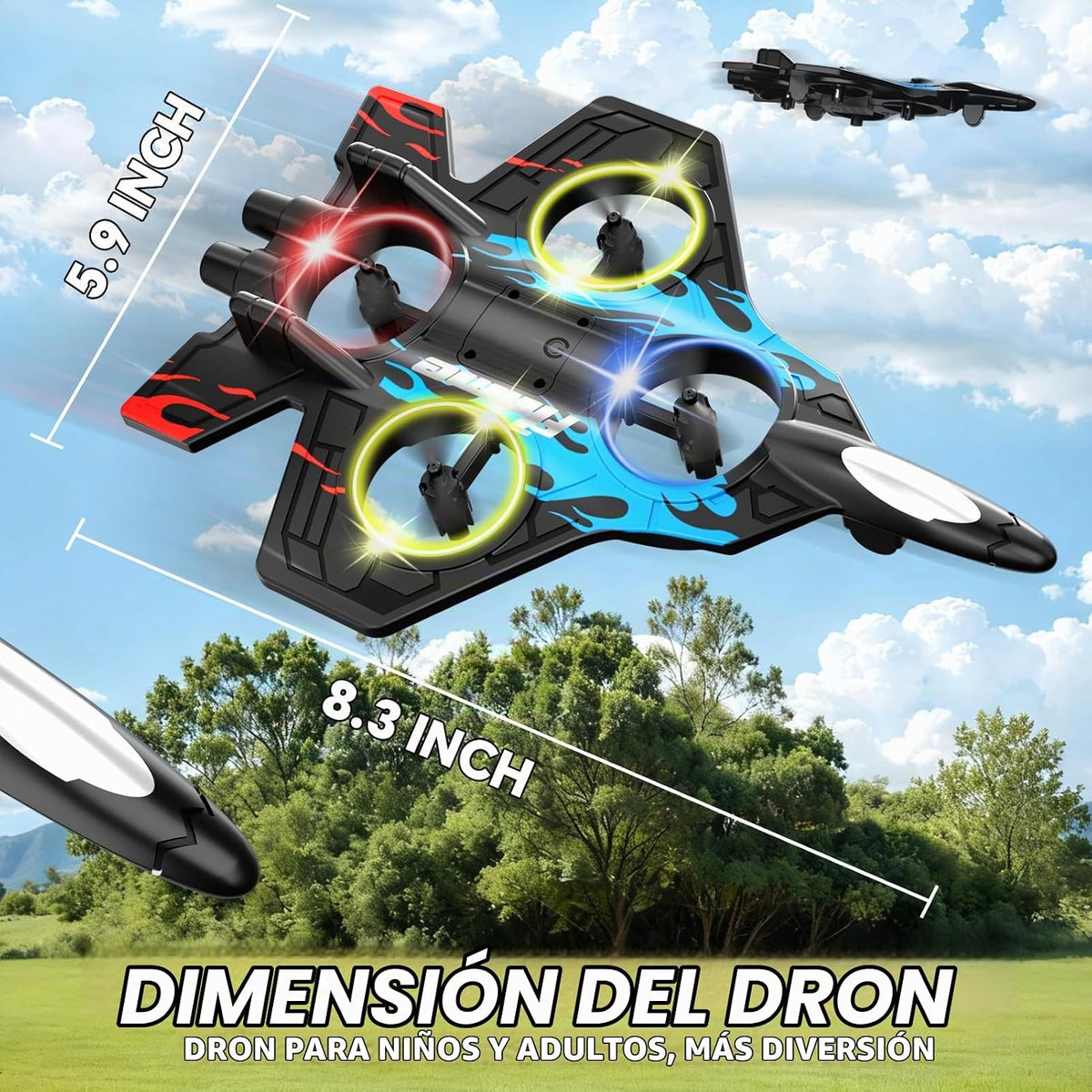4DRC Aviones RC de espuma con control remoto para niños y adultos, avión de combate RC con luz, 360° Flip Fighter Jet Toys, Stunt Roll, regalos de juguete de avión para niños