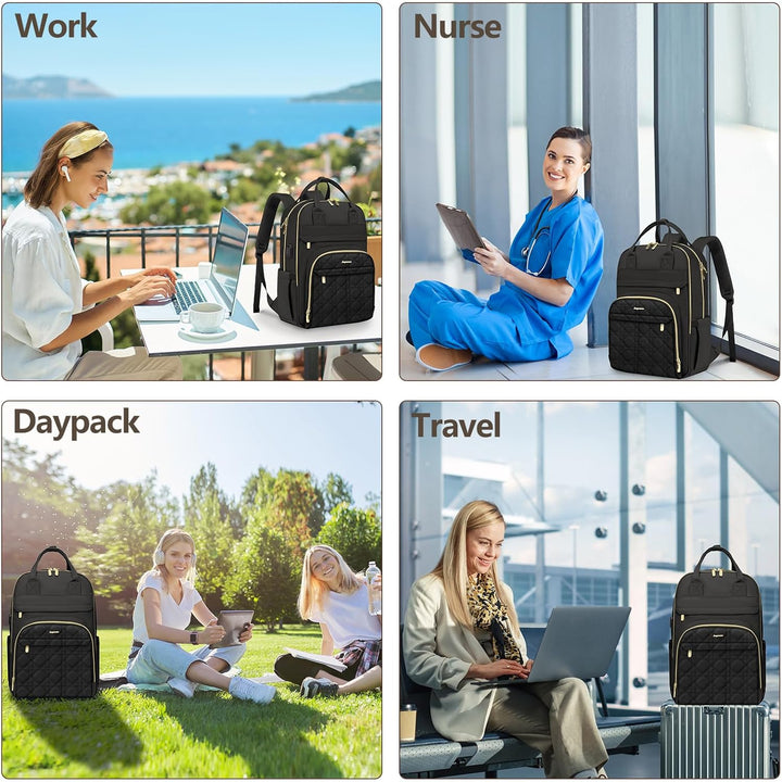 bagswan Mochila para laptop para mujer, 54-Negro, 15,6 pulg., Mochi...