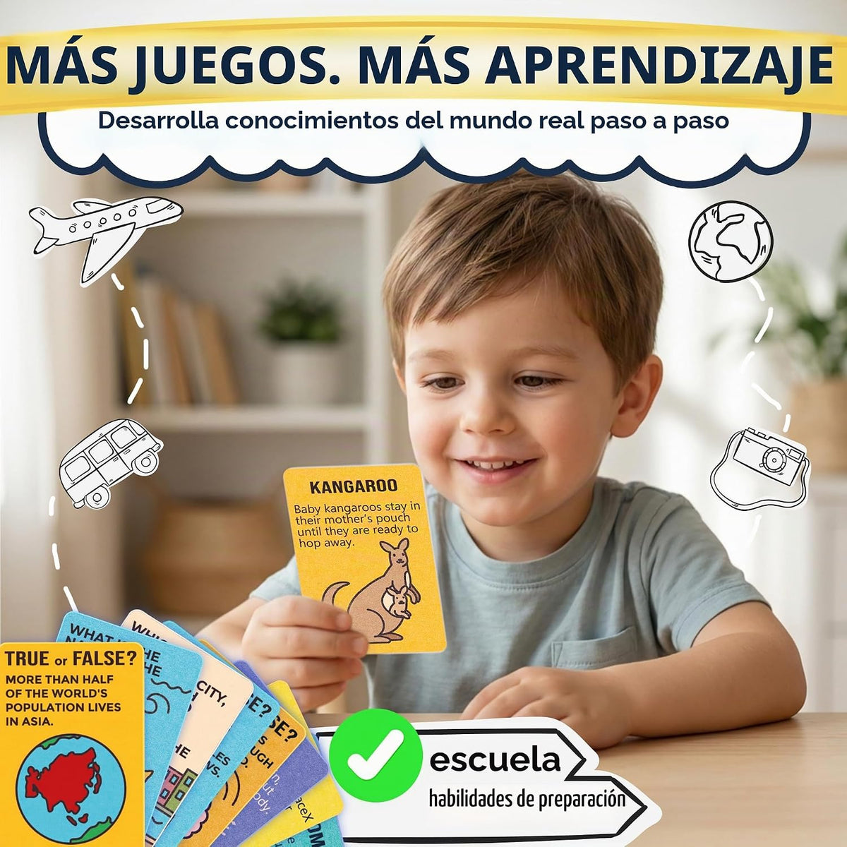 Quokka Juegos de preguntas para niños - 4 Set Mundo, Espacio, Historia y