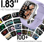 Reloj inteligente para mujer, rastreador de fitness HD de 1.83 pulgadas (respuesta/hacer llamadas) con monitor de frecuencia cardíaca 24/7/sueño/SpO2, resistente al agua IP68, más de 100 modos