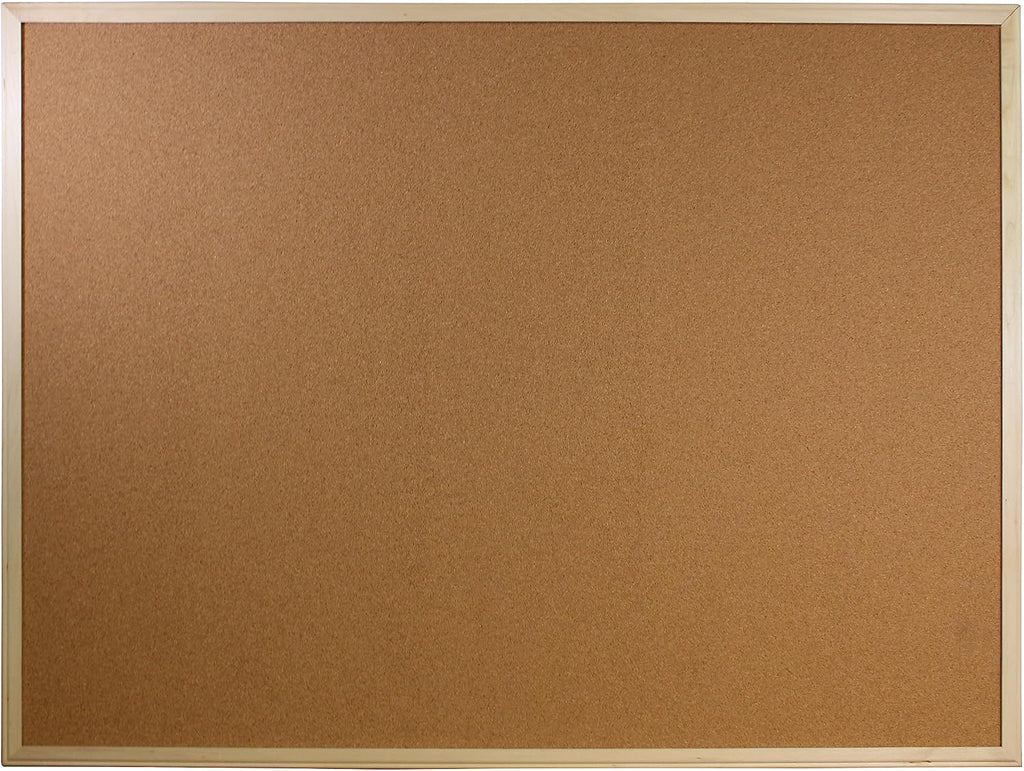Flipside Products Tablero de anuncios de corcho grande de 36 x 48 pulgadas, marco de madera natural, tablero de mensajes y visión, pin de notas, colgante para montar en la pared