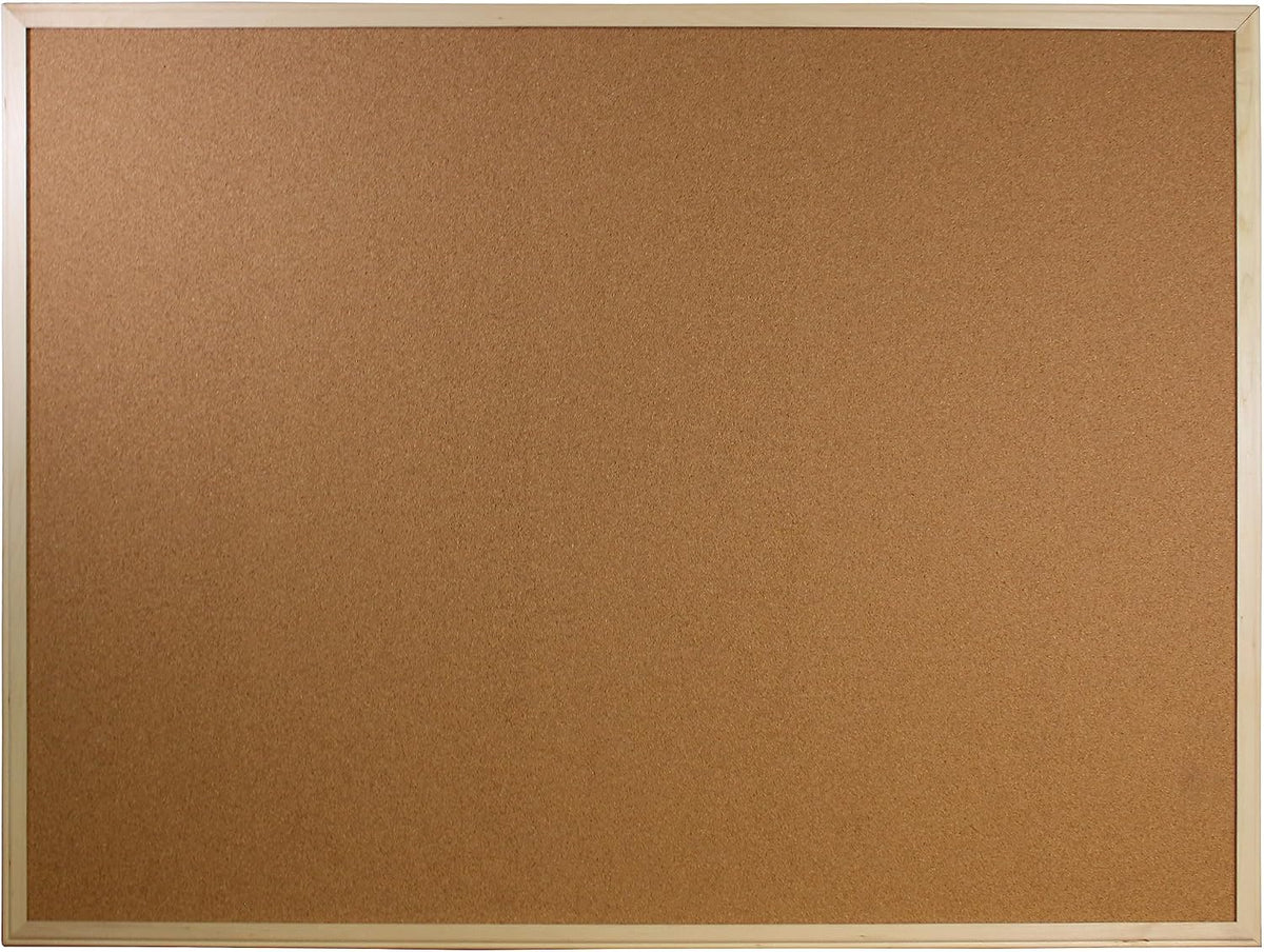 Flipside Products Tablero de anuncios de corcho grande de 36 x 48 pulgadas, marco de madera natural, tablero de mensajes y visión, pin de notas, colgante para montar en la pared