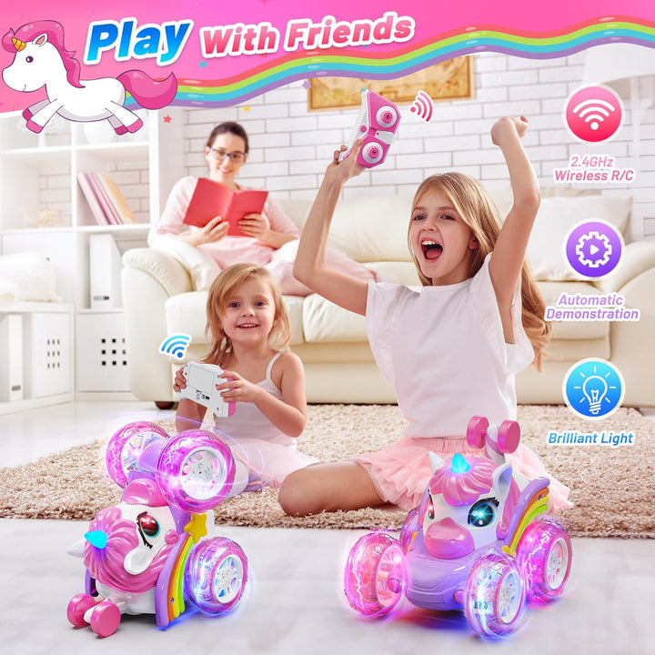 Carsky - Coche de control remoto de unicornio para niñas, coches RC...