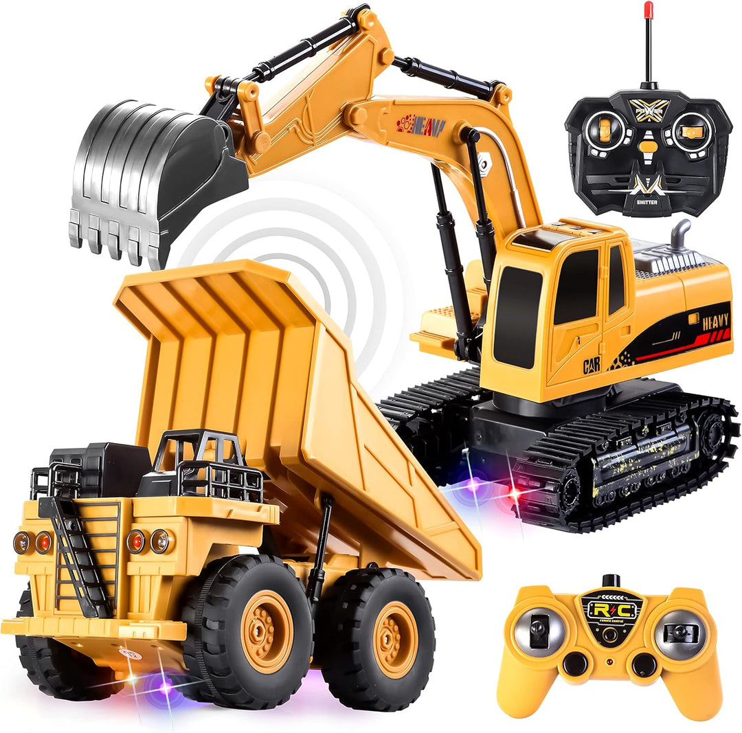 JOYIN Juego de 2 vehículos de construcción a control