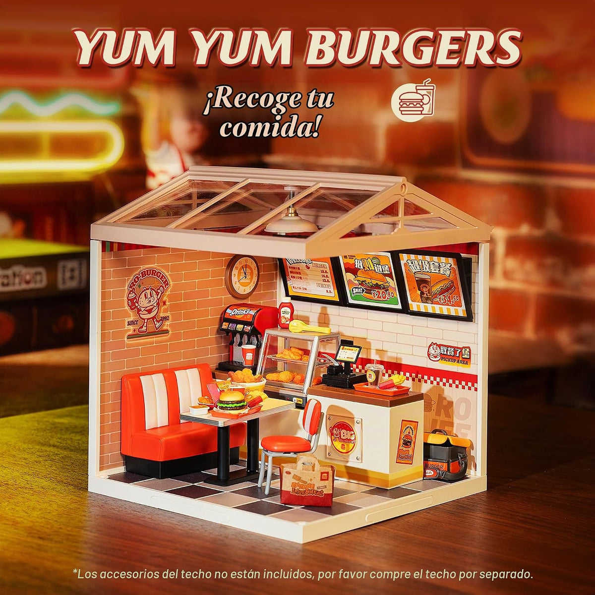 Rolife Juego de juguetes de construcción de casas de plástico en miniatura con LED, adecuado para mini figuras, juguetes de construcción, kit de diorama, regalos para adolescentes y adultos