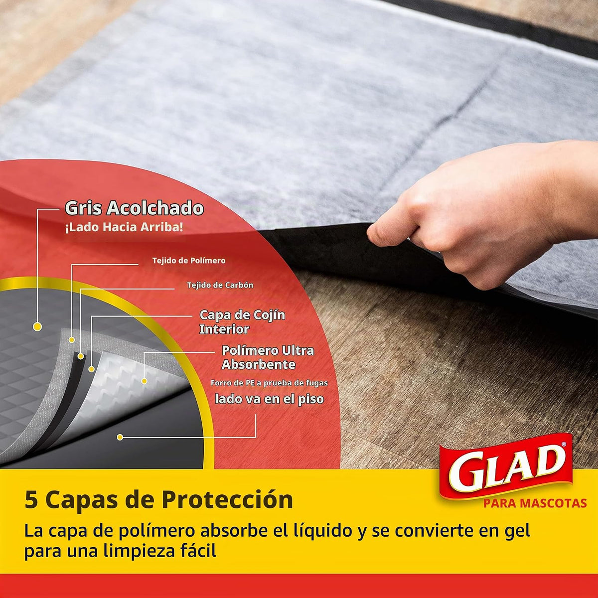 Glad Almohadillas para cachorros de carbón negro para mascotas, almohadillas desechables súper absorbentes para orina de perro, almohadillas de entrenamiento para orinal y suministros para mascotas,