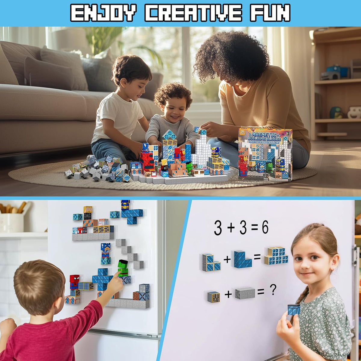 Growsland Magnetic Blocks - 200PCS Magnets Cubes