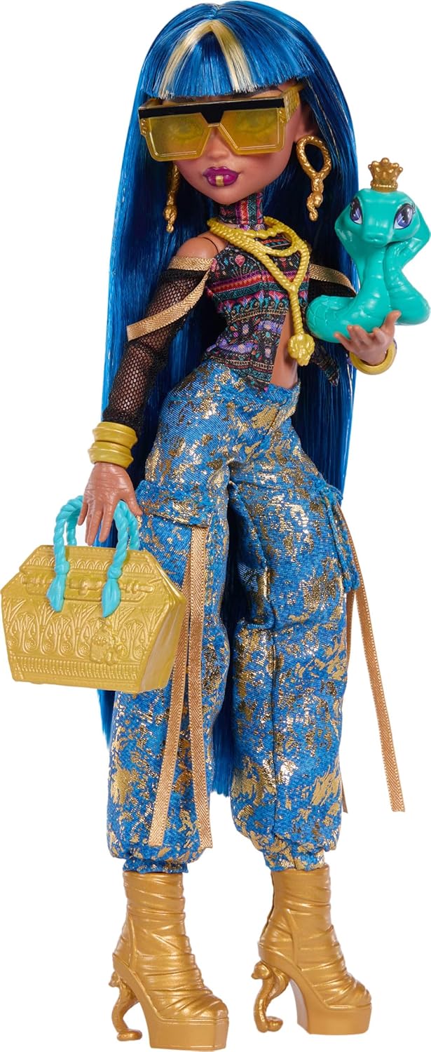 Muñeca Monster High, Cleo de Nile con top corto y pantalones cargo...
