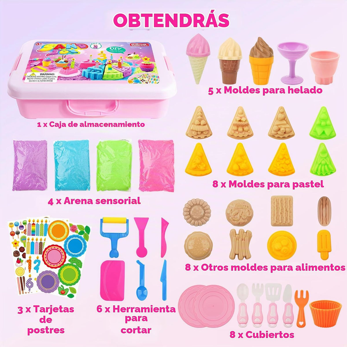 Juguete sensorial de arena para pastel y helado, regalo divertido