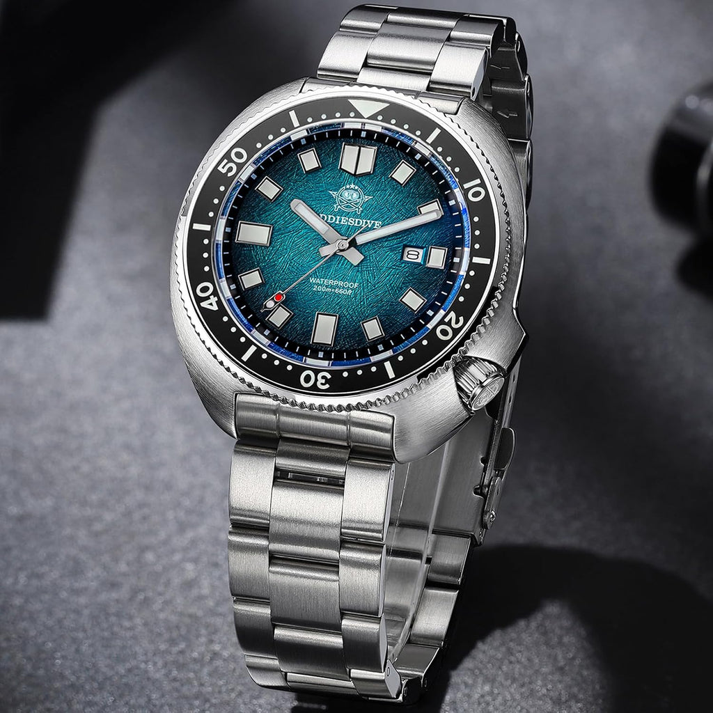 ADDIESDIVE Relojes de cuarzo para buceo, zafiro sintético, 200 M, impermeable, bisel de cerámica, luminoso, de acero inoxidable, reloj grande para hombre