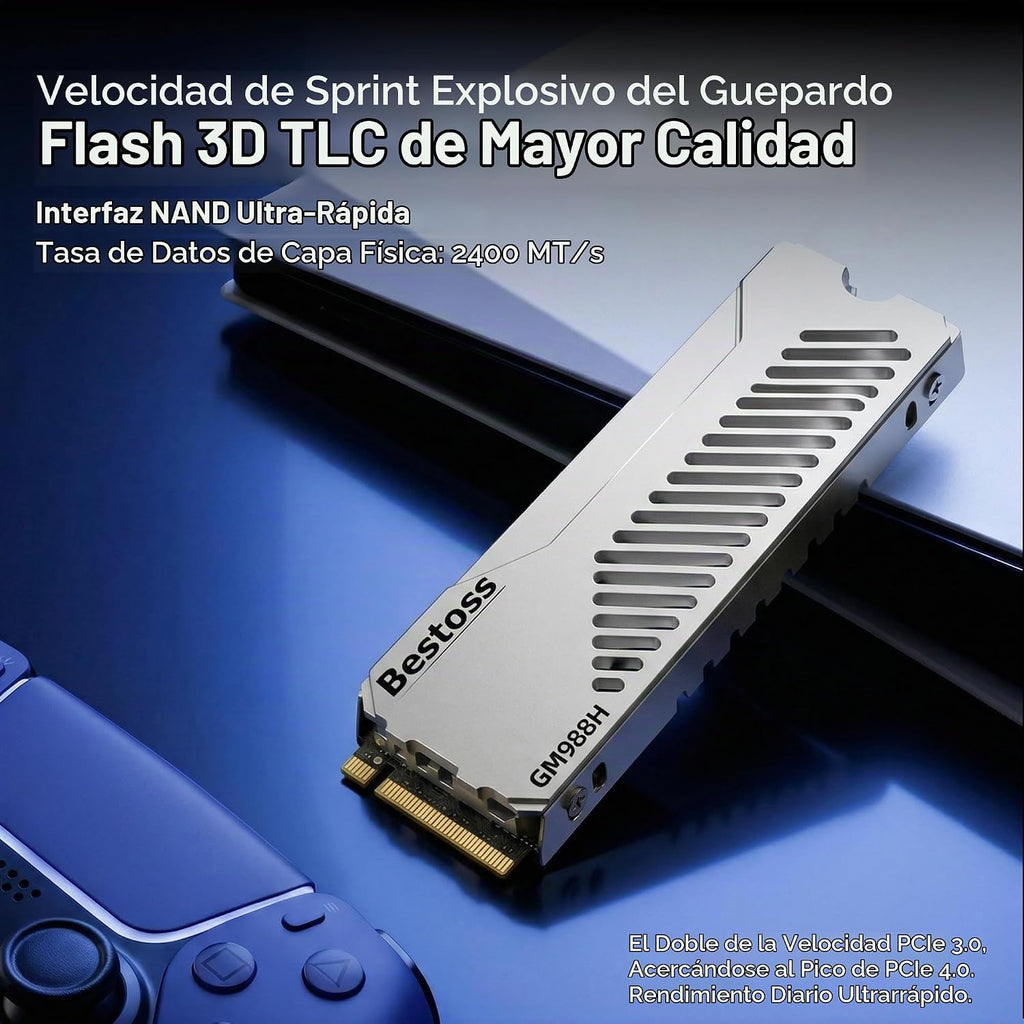 Bestoss SSD M.2 NVMe de 4 TB PCIe4.0 PS5 SSD con disipador de calor