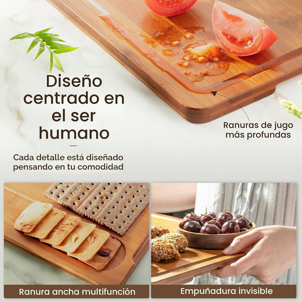 Astercook Tablas de cortar de bambú carbonizado profundo para cocina