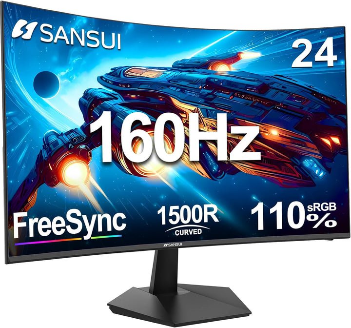 SANSUI Monitor curvo para juegos de 24 pulgadas hasta 180Hz MPRT 1...