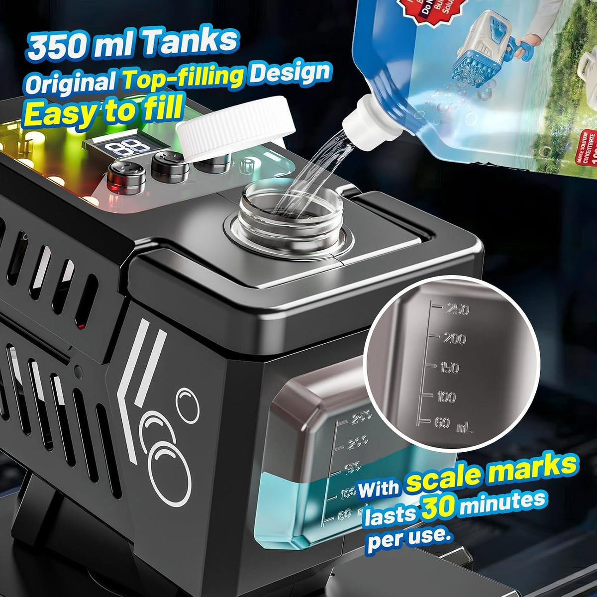 SHCKE Bubble Machine con Remote Control, Auto Rotation & 11 RGB Lights