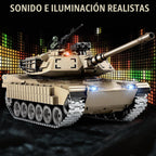 1:18 RC Tank que dispara BBS, 2.4G Metal M1A2 Abrams modelo de tanque de control remoto, juguete militar con humo, luces, sonido y retroceso, vehículo militar RC para más de 8 años