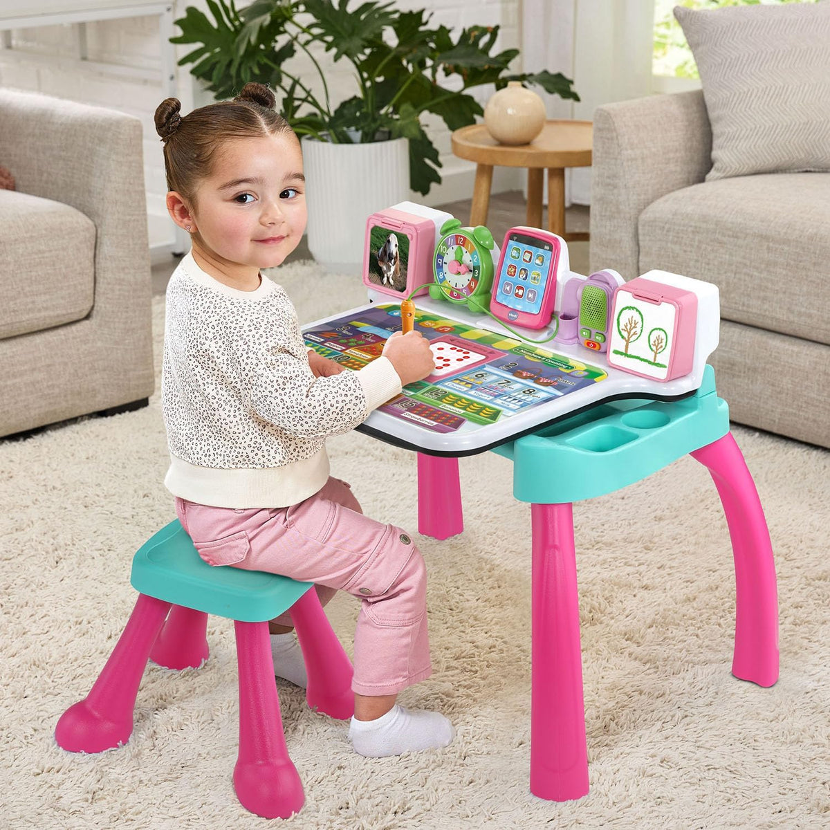 VTech - Escritorio de actividades Deluxe para explorar y escribir (embalaje sin frustraciones), color rosa
