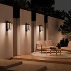 Lámpara Lámpara de pared moderna con sensor de movimiento para exteriores con vidrio, LED de 850 lúmenes, linterna de aluminio impermeable IP65, iluminación exterior antioxidante para porche, garaje, puerta delantera, patio, negro