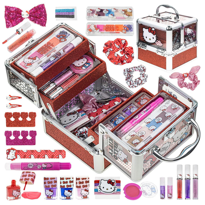 Estuche de Maquillaje Cosmético Hello Kitty Train Case Incluye Bril...