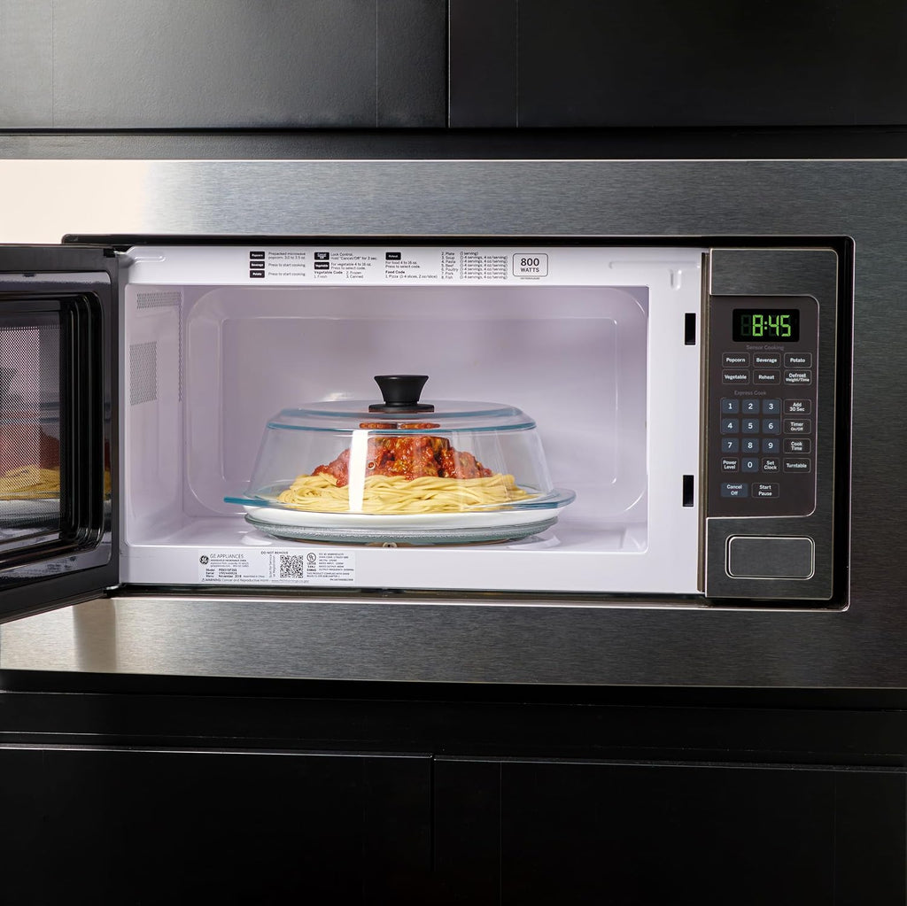 Le'raze Tall Glass Microwave Splatter Cover - Cool Touch Easy Grip Handle