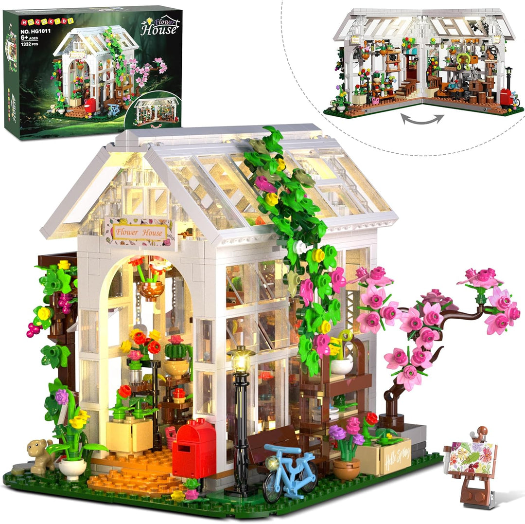 HOGOKIDS Juego de construcción de casa de flores con luz