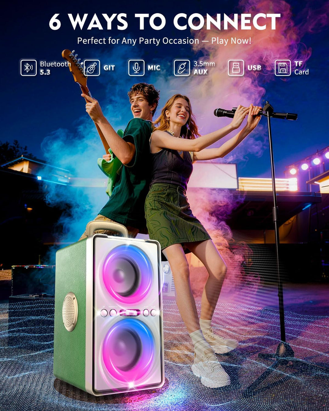 YIER Altavoz Bluetooth, altavoz de fiesta de pico de 240 W con grav...