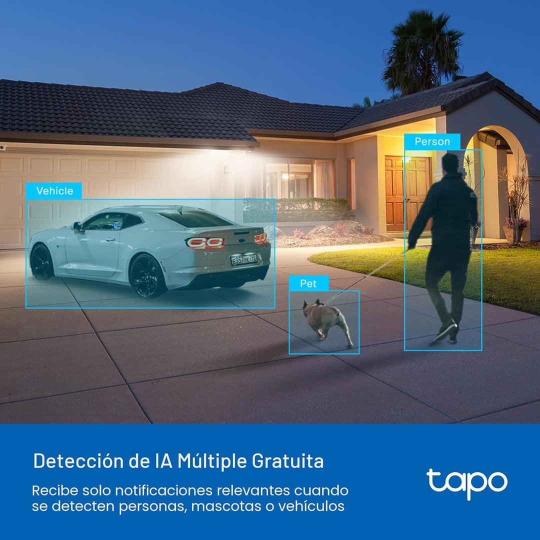 TP-Link Tapo Cámara de Seguridad Wi-Fi para Exteriores 2K QHD con P...