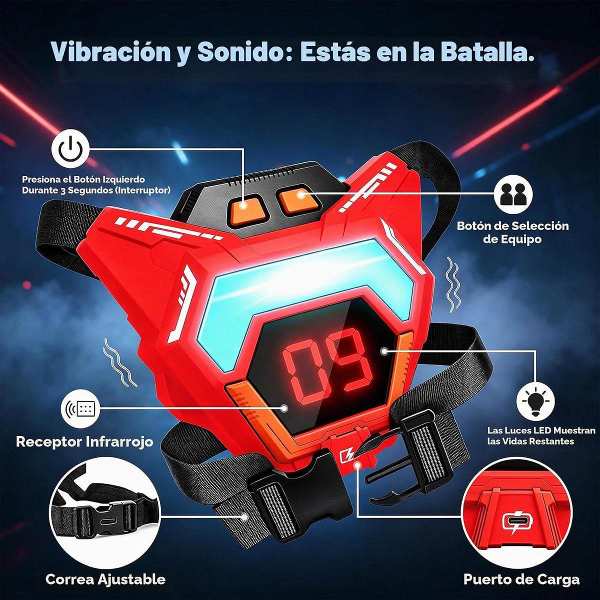 Juegos de pistolas láser recargables con conjunto de 2 juguetes con chalecos multifuncionales digitales LED mejorados, regalos de cumpleaños para niños, niñas, 8, 9, 10, 11, 12+ años, adolescentes