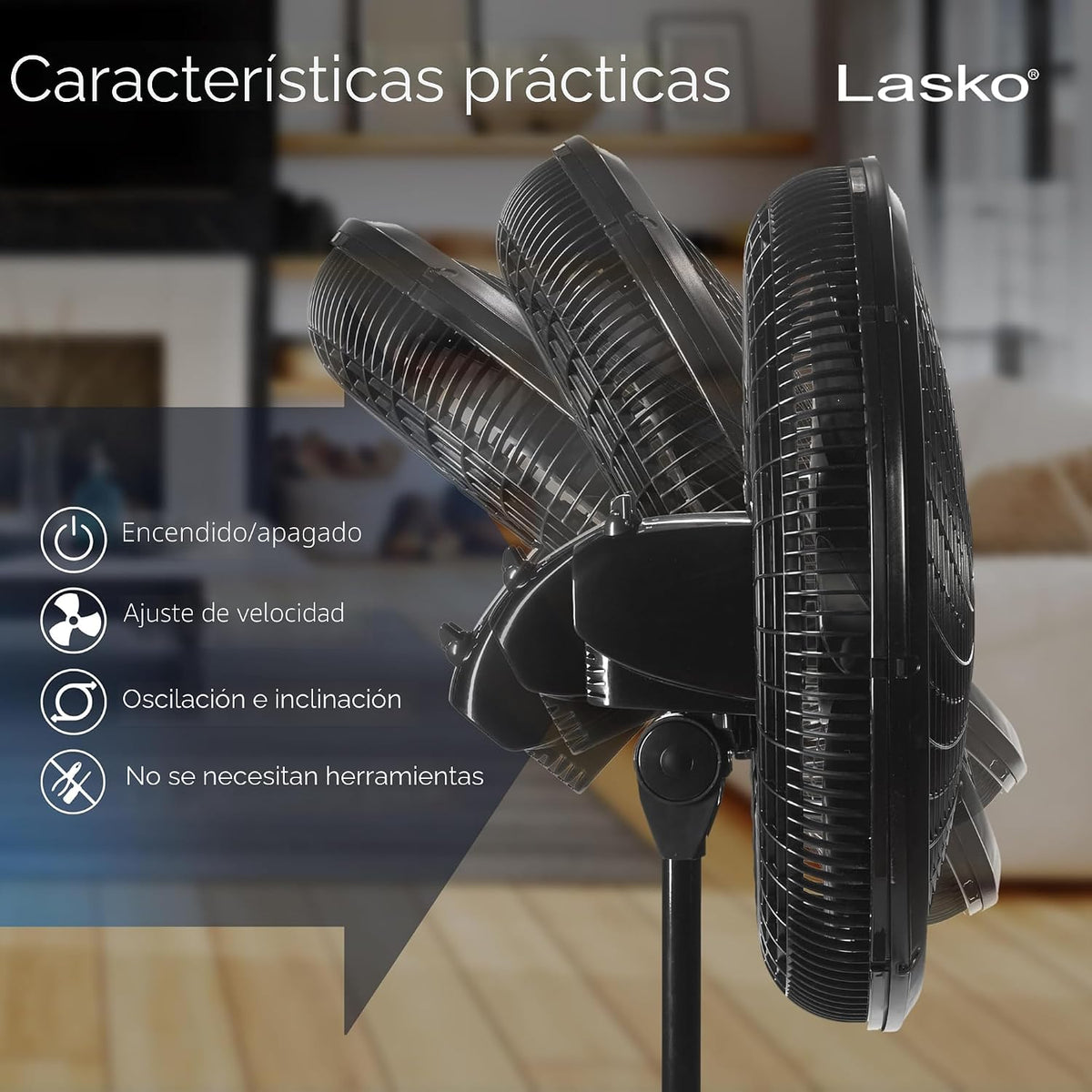 Ventilador de pedestal, ajustable, Negro, 18-pulgadas Lasko Product...