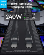 Anker Cable Nano USB C a USB C, cable de carga rápida de 240 W (negro