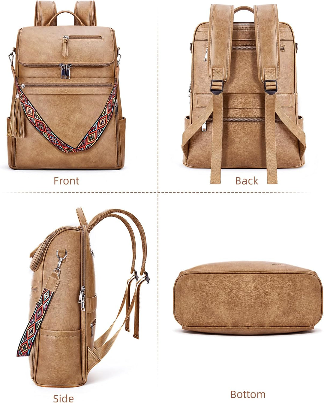 SYTRAH Mochila de cuero para laptop para mujer, bolsa de diseñador...