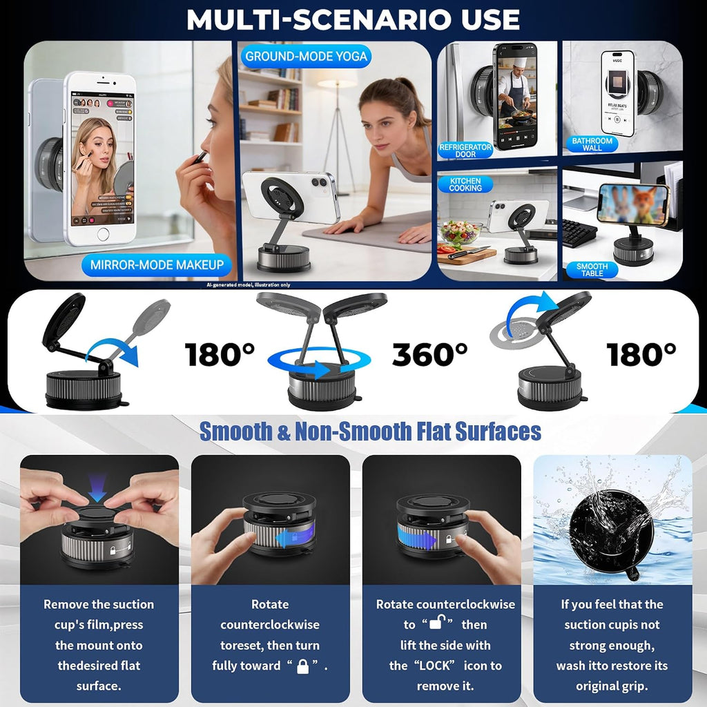 Soporte de teléfono de coche para iPhone 18 Pro Max, soporte de teléfono con succión, soporte magnético al vacío para teléfono [95+libras de succión fuerte y 2400gf magnético fuerte] para