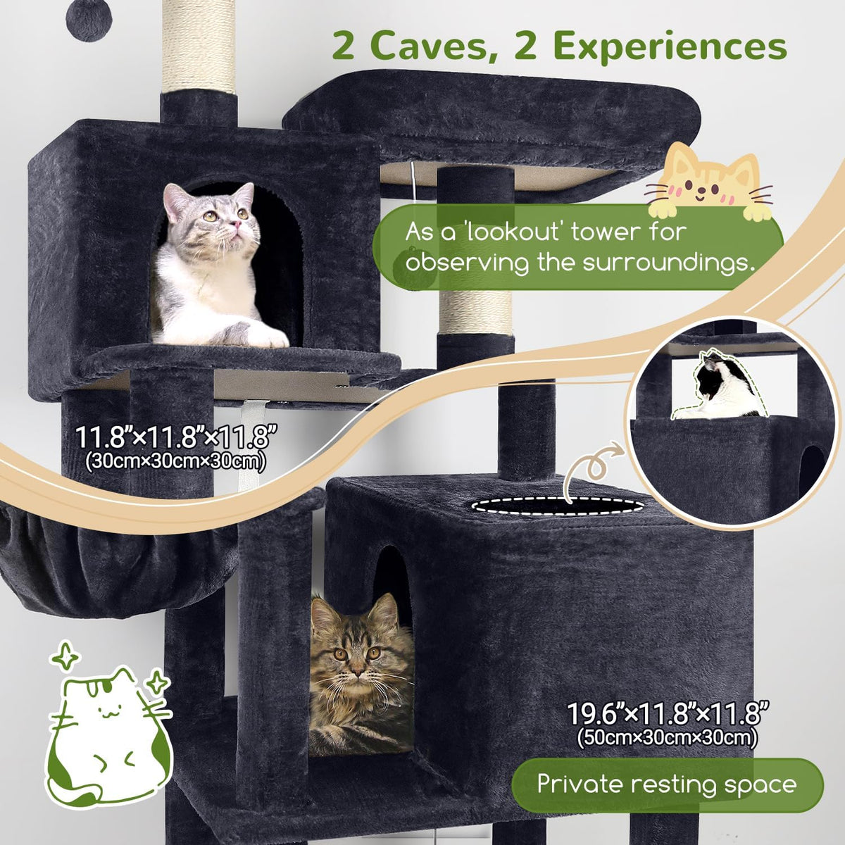Globlazer Torre extra alta para gatos de interior, 76 pulgadas, F76, gris