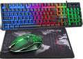 CHONCHOW Teclado y Ratón Gaming con Retroiluminación LED USB Cableado con Iluminación 104 Teclas 3600DPI 2 Botones Laterales Ratón Teclado Sensación Mecánica Compatible con PC Mac OS Xbox Ps4 Ps5 con