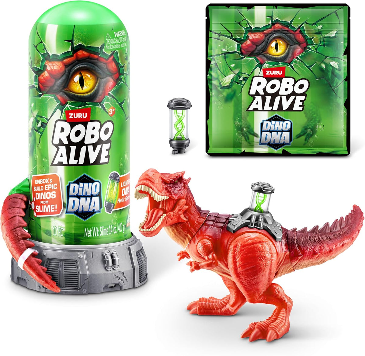 Robo Alive Dino DNA (T-Rex) de ZURU, juguete de dinosaurio con luz, sorpresa al desempaquetar