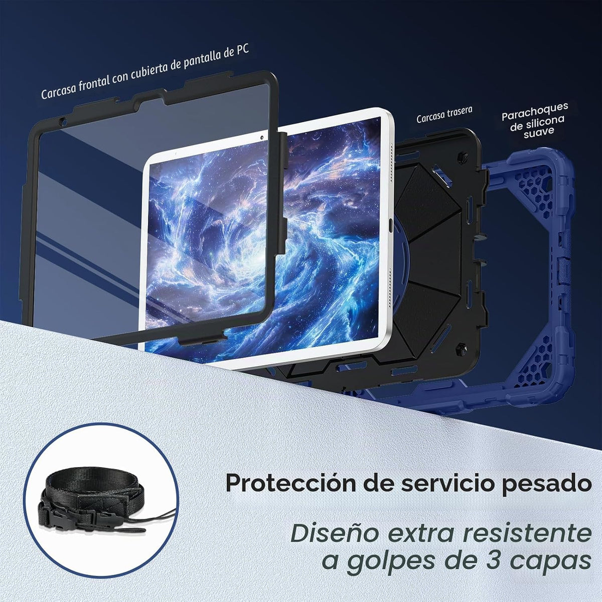 Funda para iPad (A16) de 11ª generación de 11 pulgadas (2025) / Funda para iPad de 10ª generación de 10.9 pulgadas (2022) con soporte giratorio de 360°, protector de pantalla, soporte para